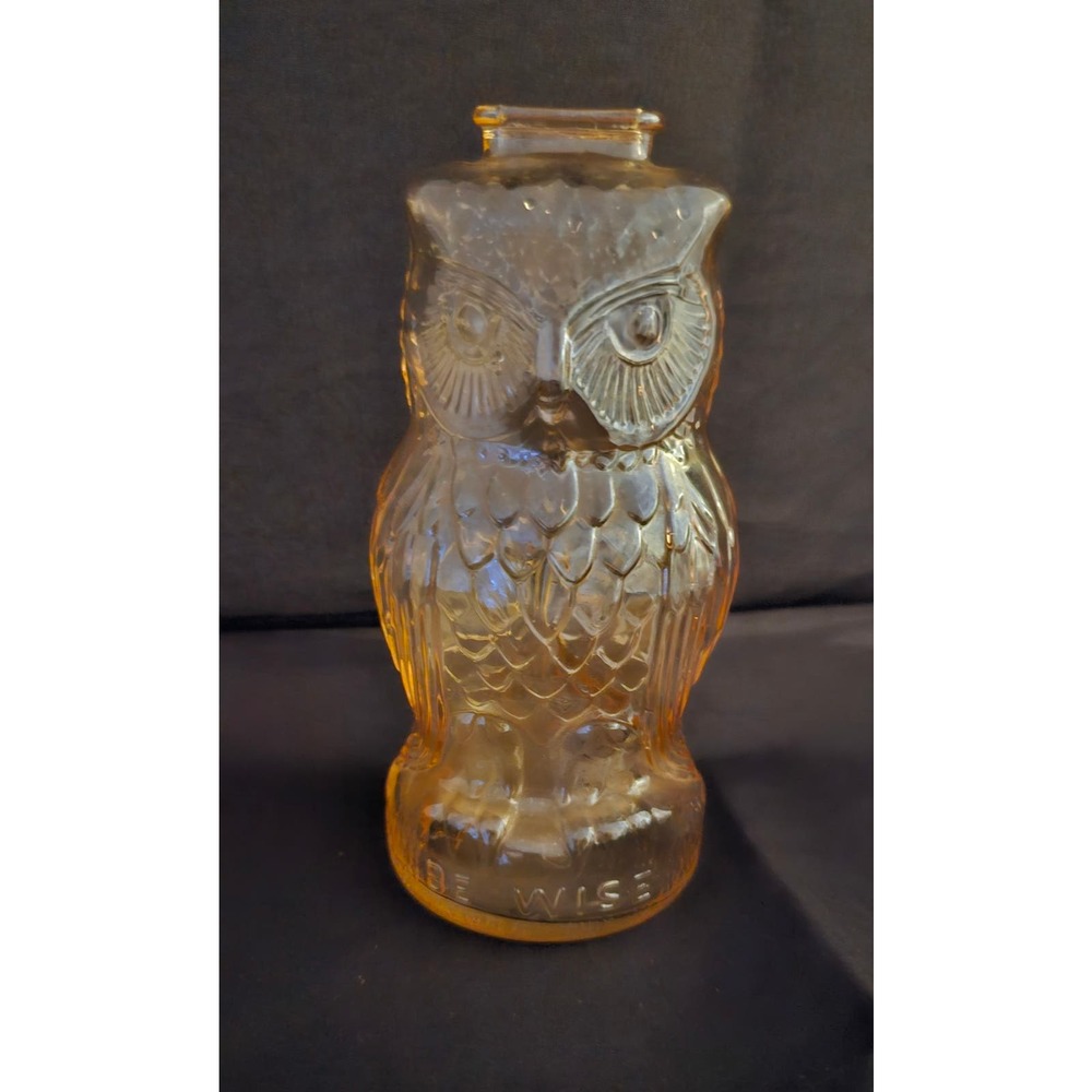Vintage Carnival Glass Marigold Iridescent Owl Bank